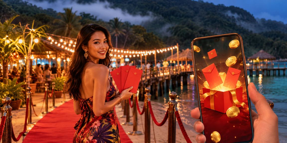 Sampul merah bonus bergaya Melayu Terengganu sebagai hadiah promosi poker dalam talian